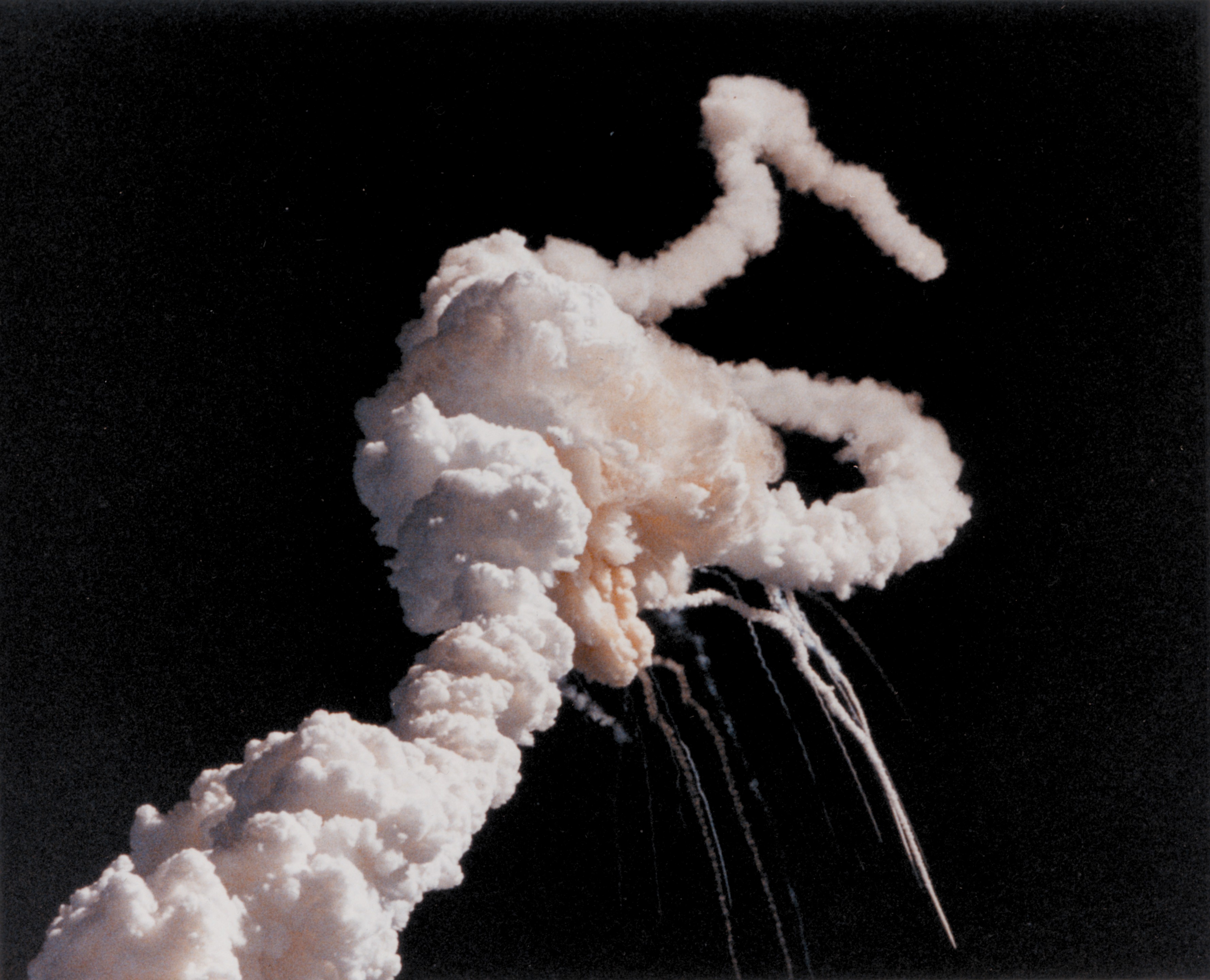 Photograph of the Space Shuttle Challenger disaster