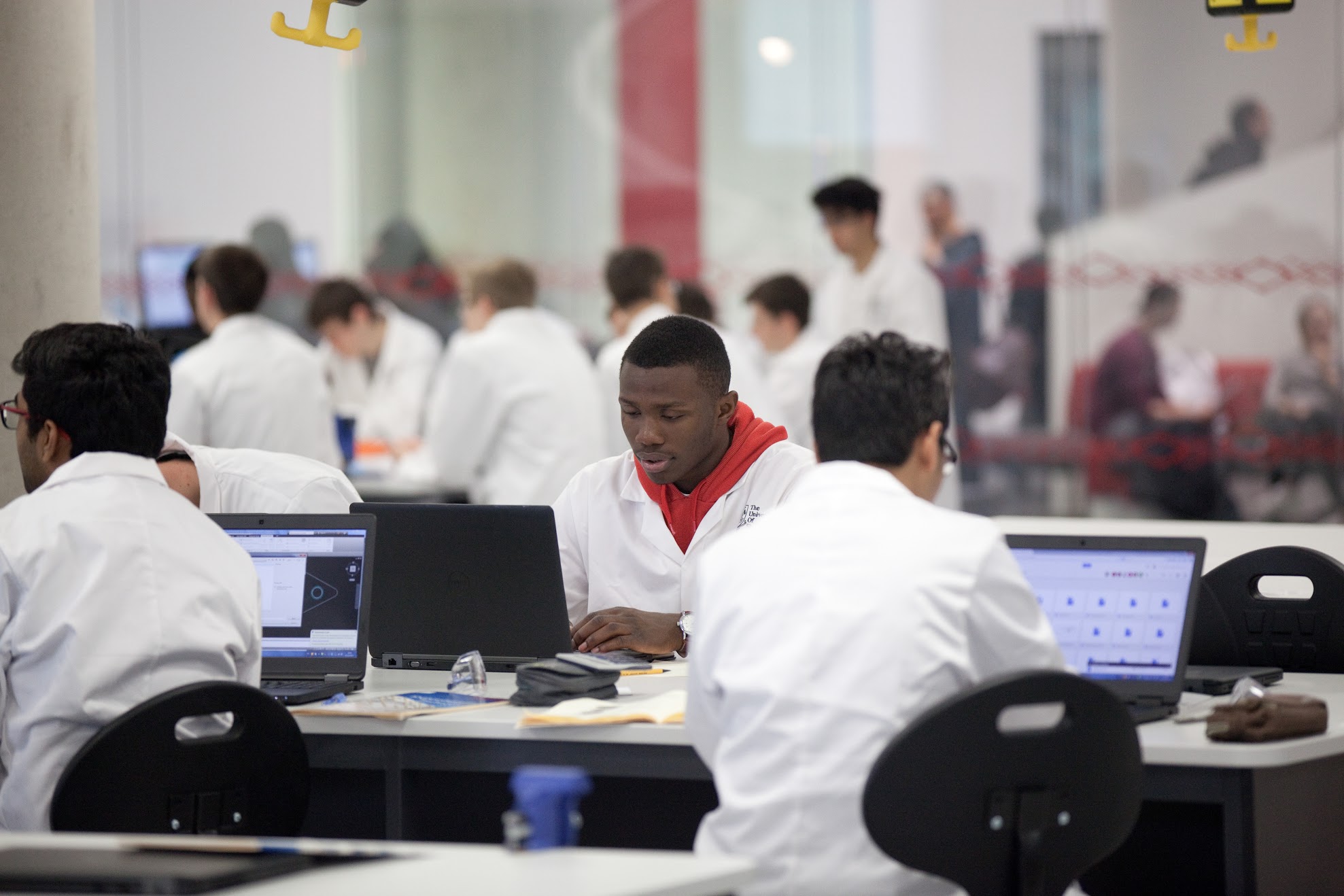 Engineering students in a study space at The University of Sheffield