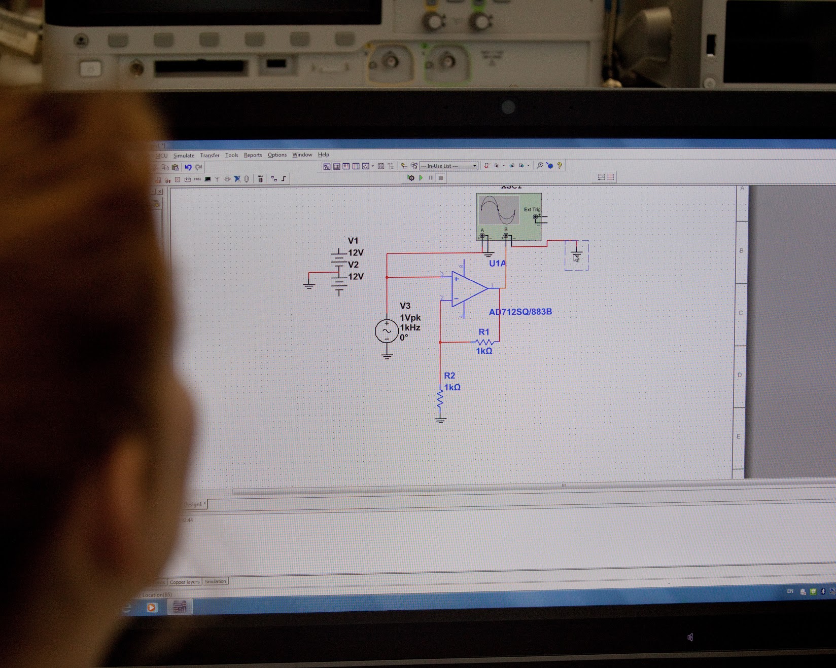 An experiment schematic on a computer screen