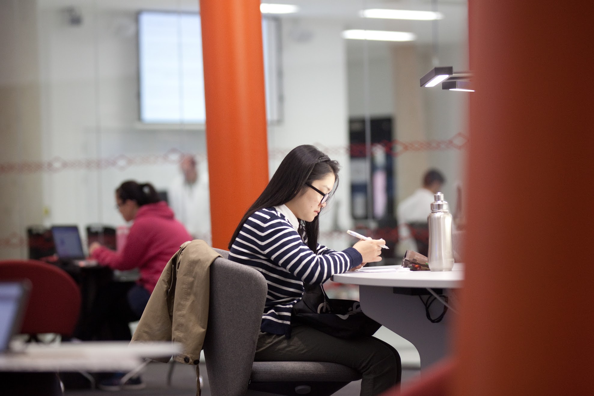 Student in a private study space