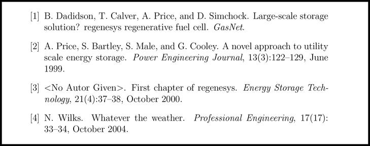 A numbered list of references, corresponding to numbered citations in the report text. The references include author(s) names, publication title and date.