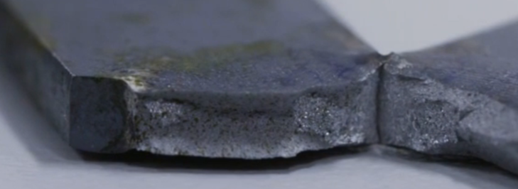 The fracture surface of a steel sample impact tested at 200°C 