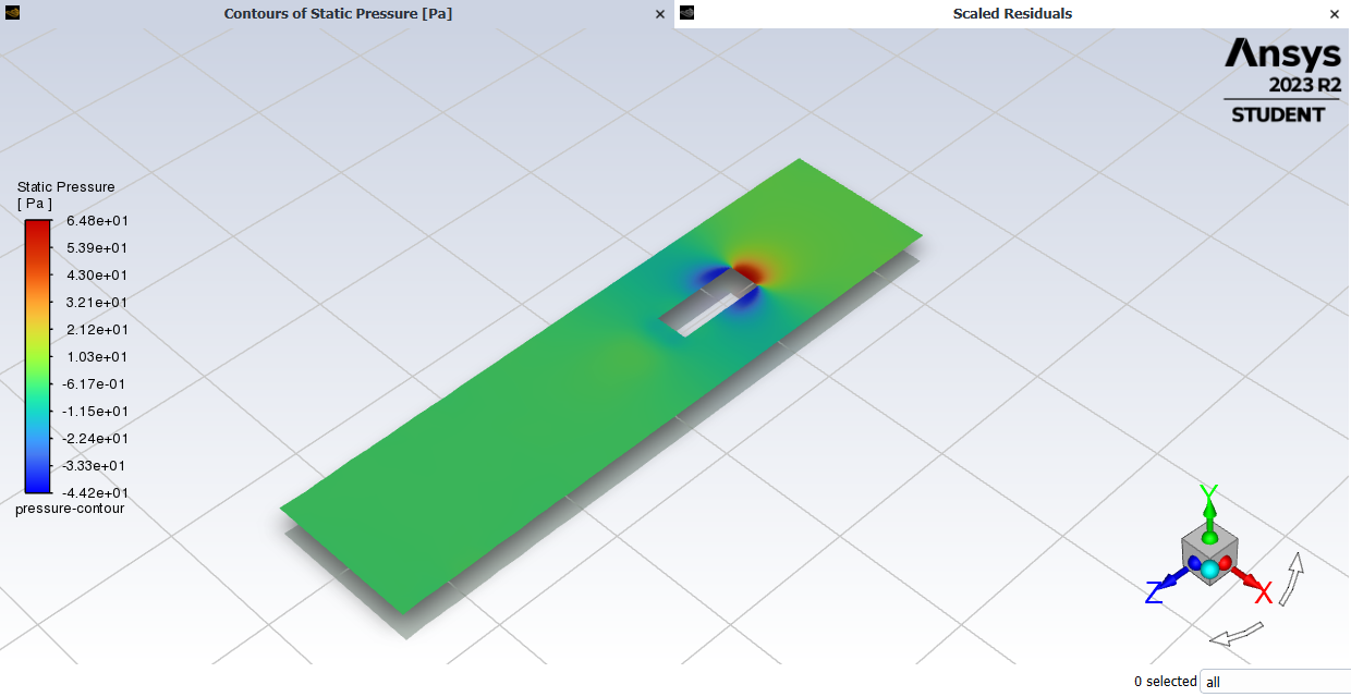 Pressure contours on the previously created plane