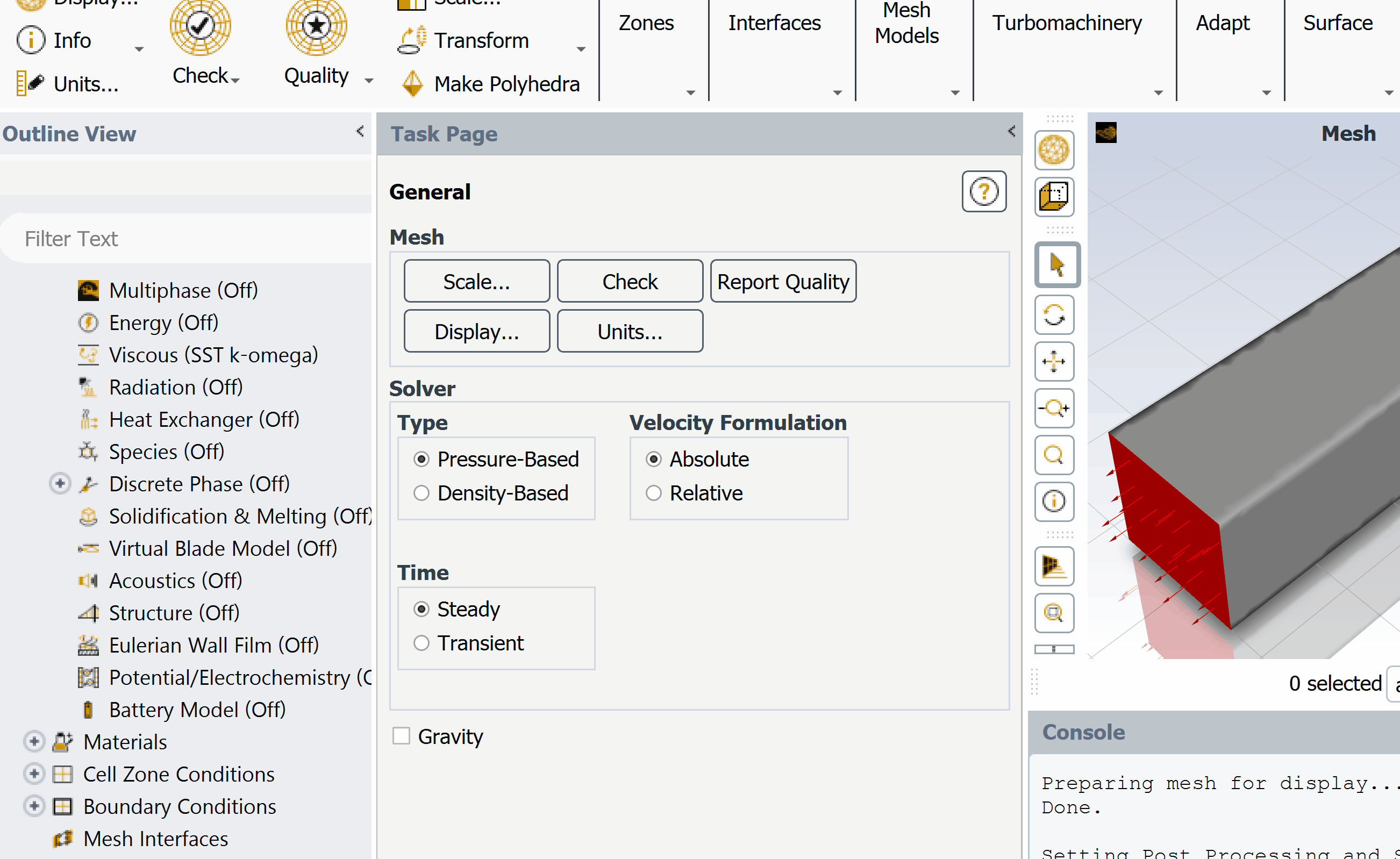 Turning on the energy equation model in Fluent